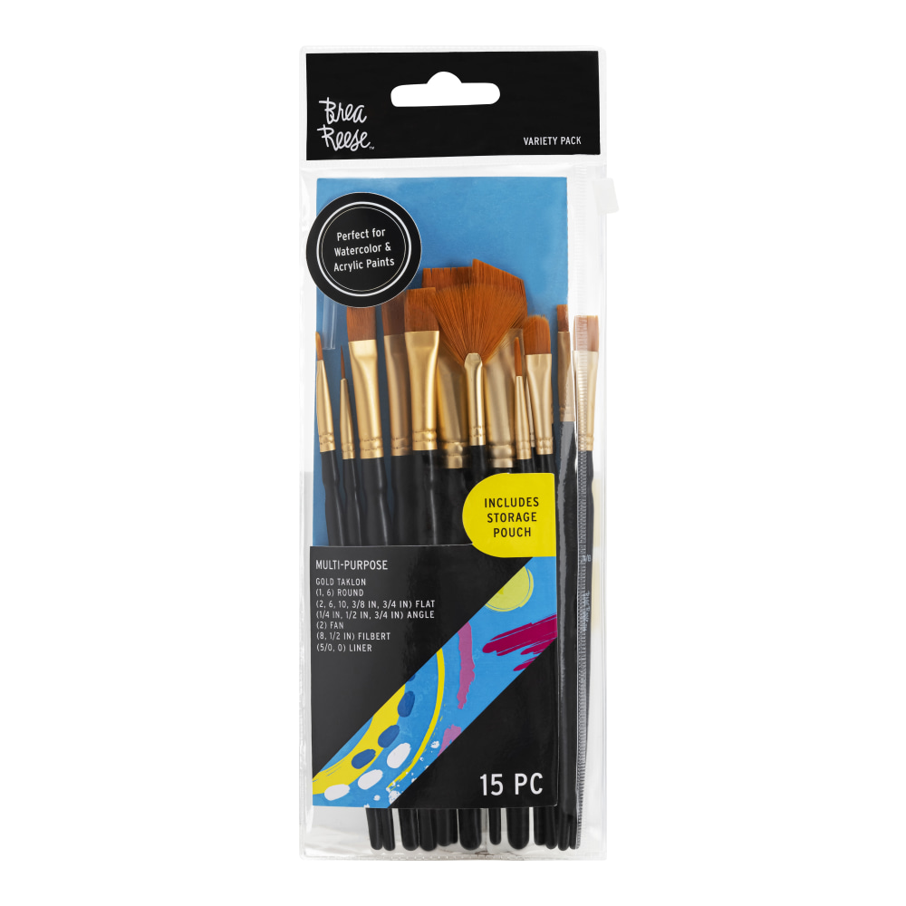 Brea Reese 15-Piece Variety Paintbrush Set, Black