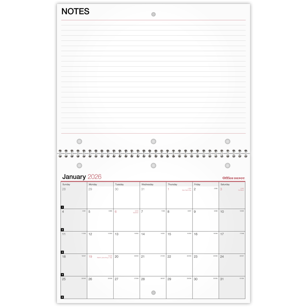 Office Depot Brand Monthly Desk Wall Calendar, 11"