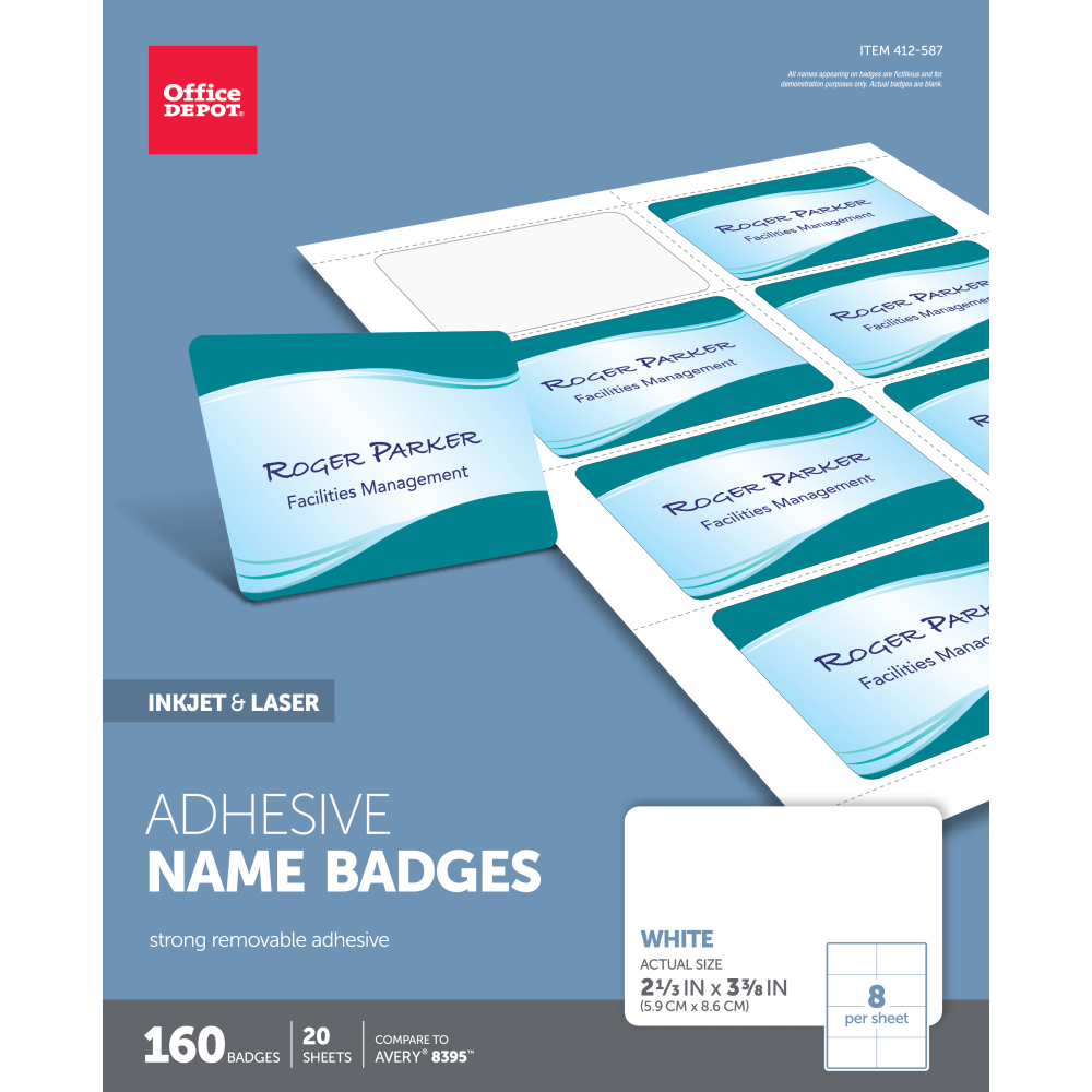 Office Depot® Brand Adhesive Name Badges, 2-1/3" x