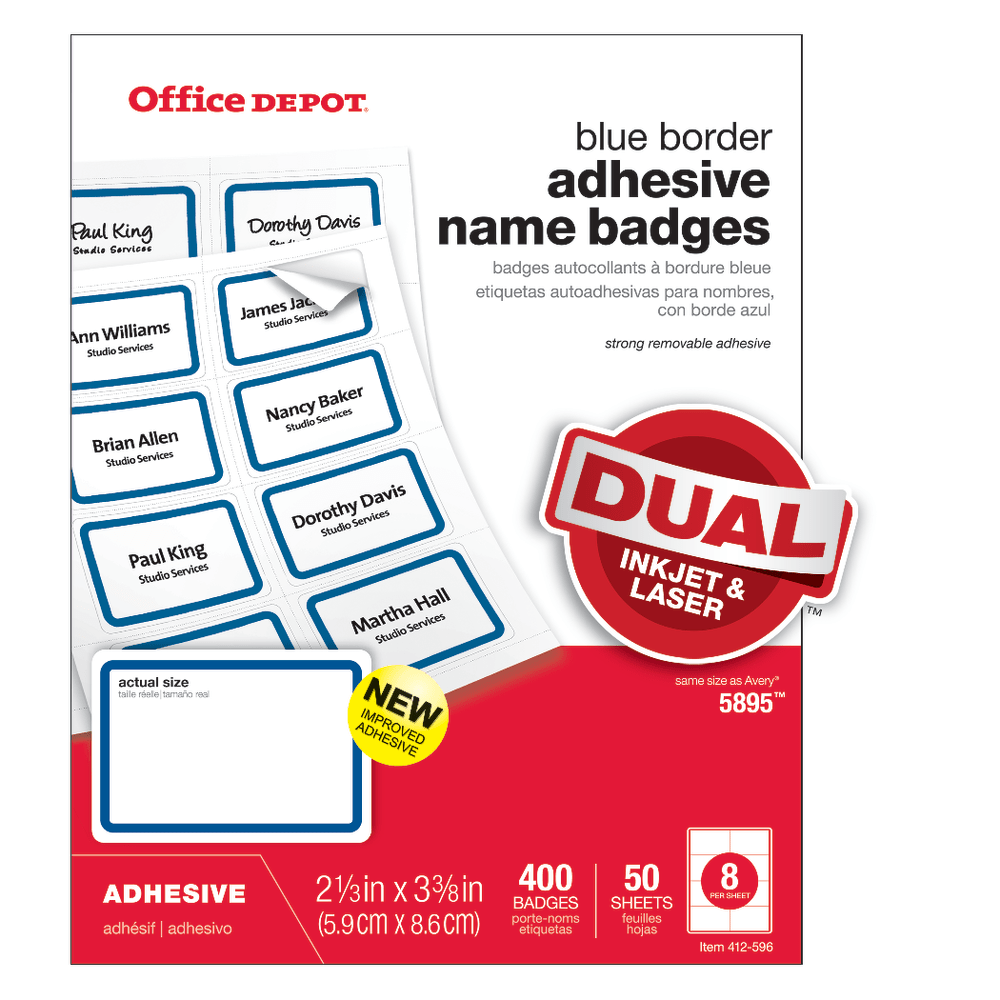 Office Depot® Brand Name Badge Labels, 2 1/3"