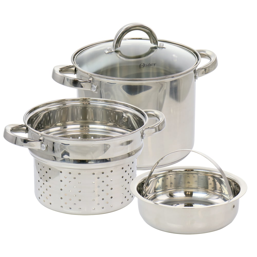 Oster Sangerfield 4-Piece 5-Quart Stainless Steel Pasta Pot,