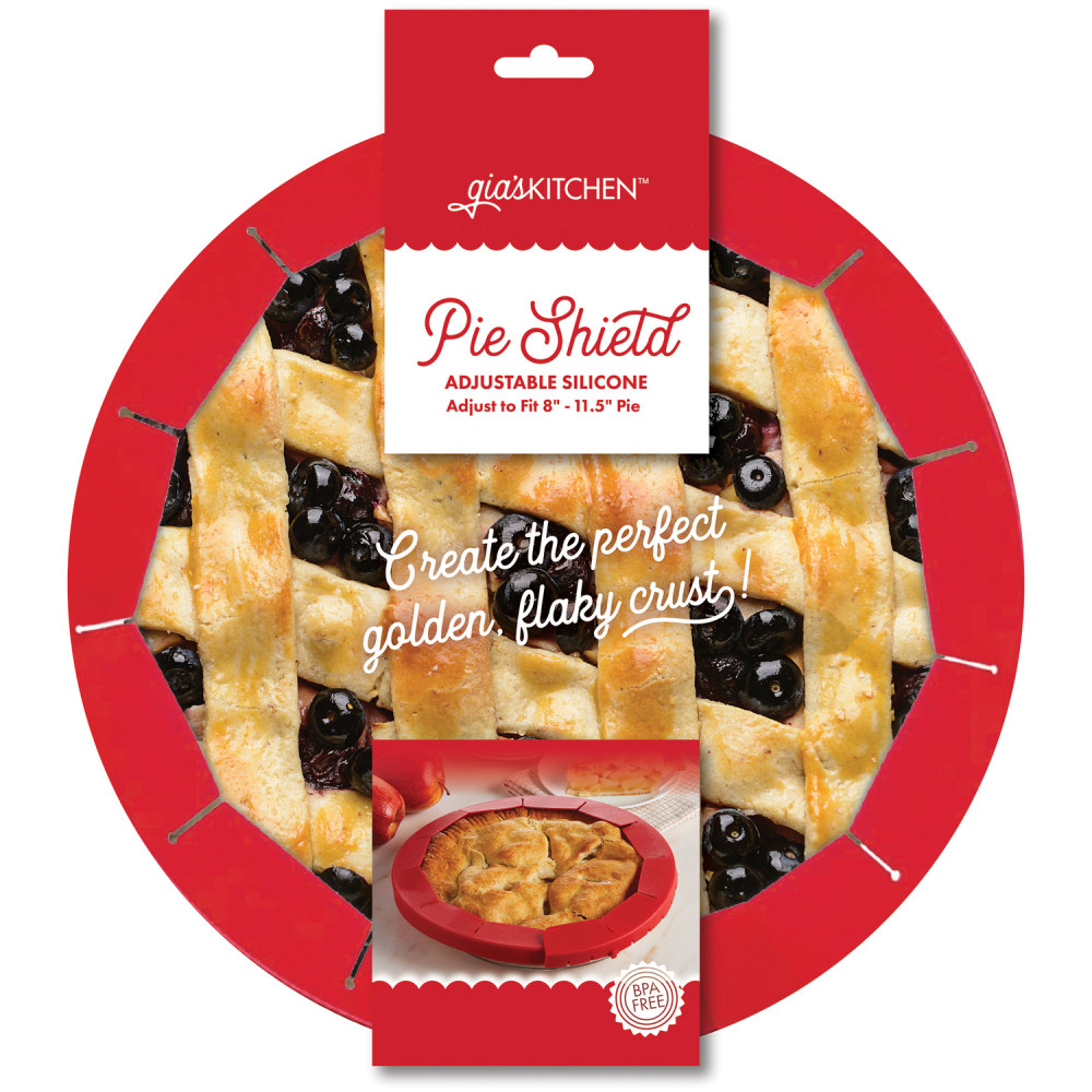 gia&#x27;sKITCHEN Adjustable Silicone Pie Crust Shield, Red