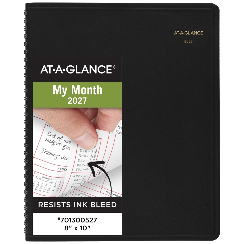 AT-A-GLANCE® 2027 Monthly Planner, Black, Large, 8" x
