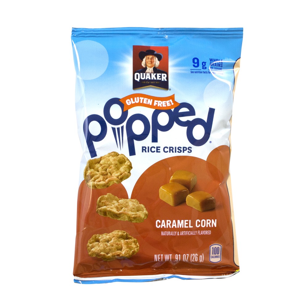 Quaker Caramel Corn Popped Rice Crisps, 0.67 Oz,