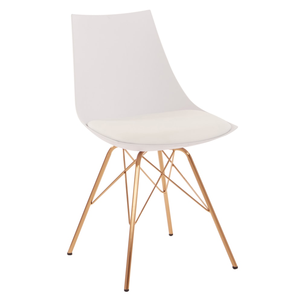 Ave Six Oakley Chair, White/Gold Chrome
