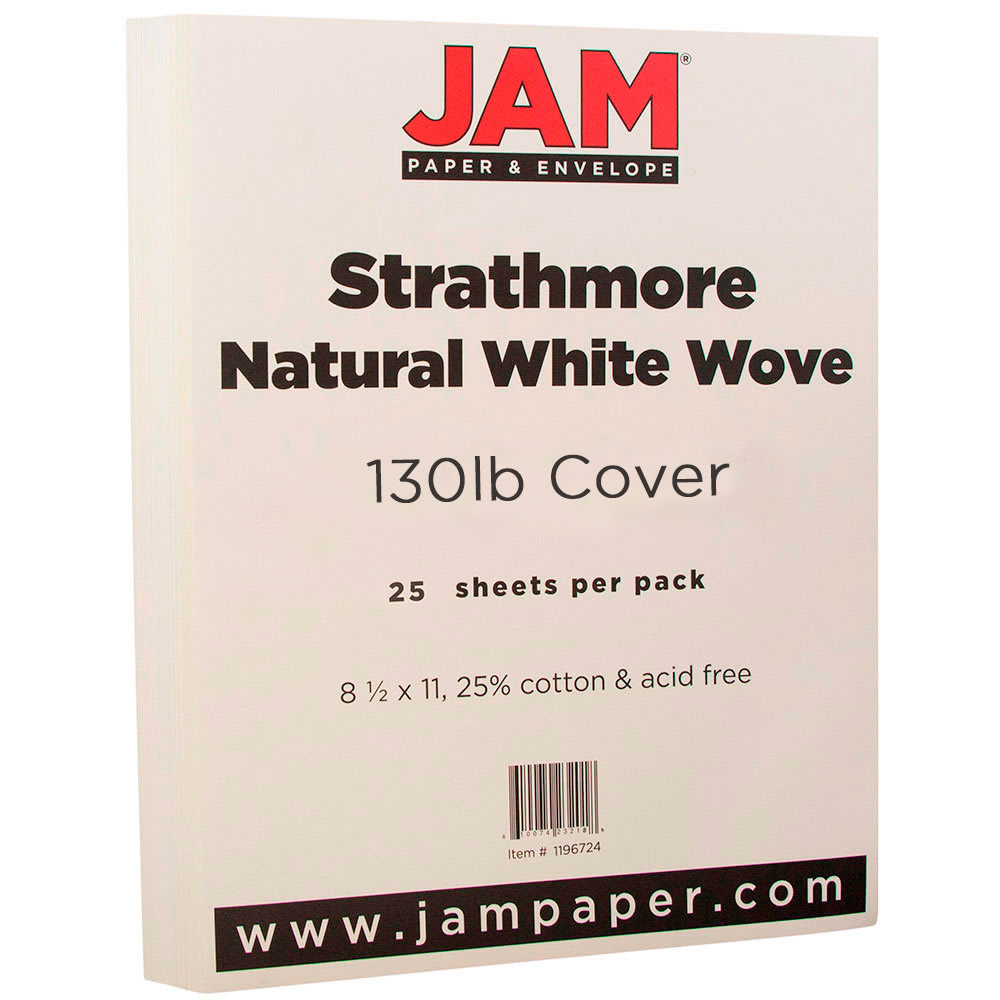 JAM Paper® Card Stock, Strathmore Natural White Laid,