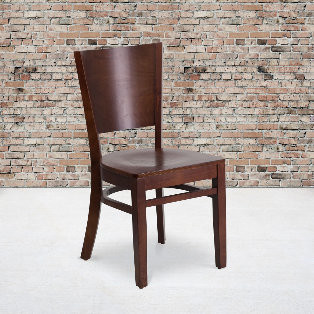 Flash Furniture Solid Back Wood Restaurant Chair, Walnut