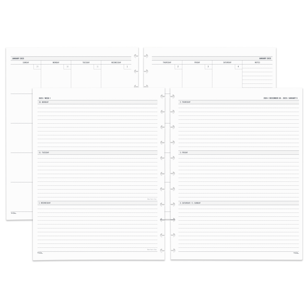 2025 TUL® Discbound Weekly/Monthly Planner Refill Pages, Letter