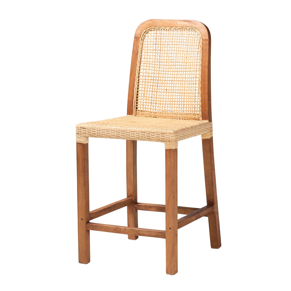 bali & pari Caspia Counter Stool, Natural Brown/Walnut