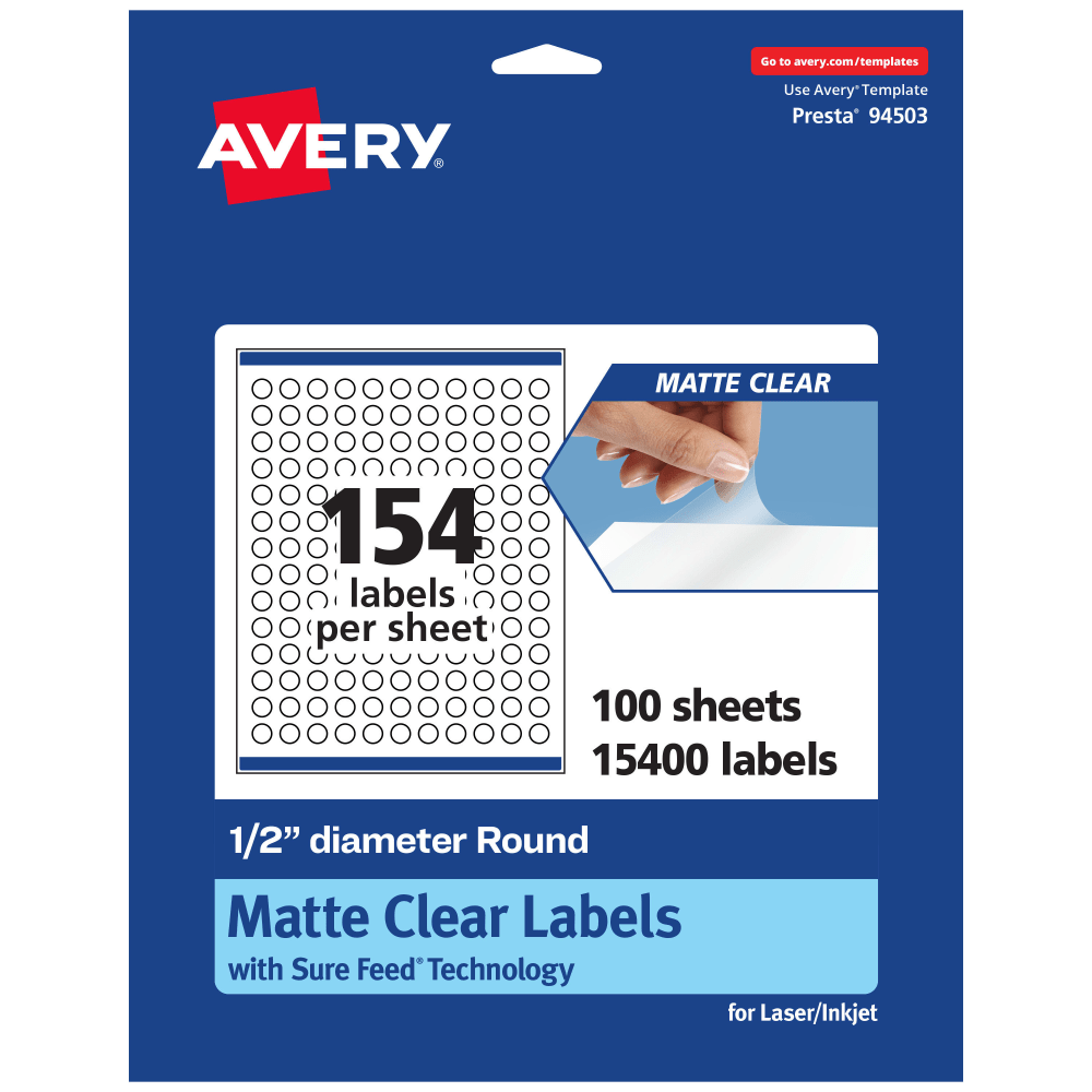 Avery® Permanent Labels With Sure Feed®, 94503-CMF100, Round,