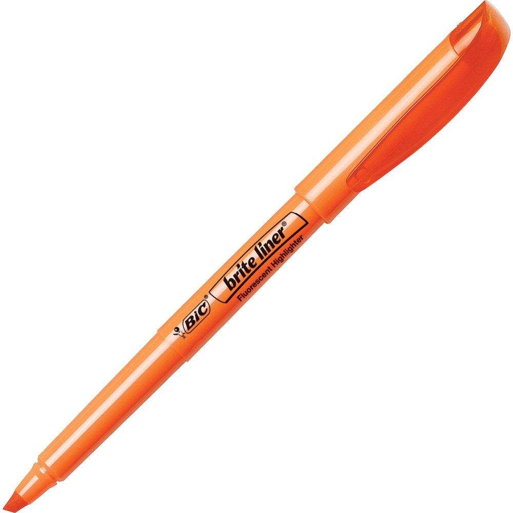 BIC® Brite Liner® Highlighter, Fluorescent Orange Ink, Chisel