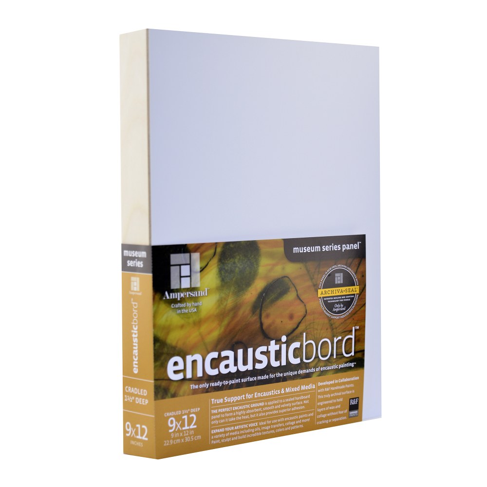 Ampersand Encausticbord, 9" x 12", White, 1 1/2"