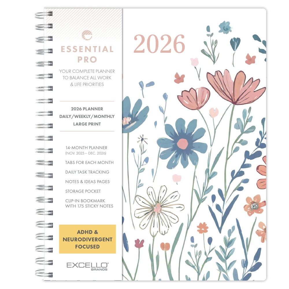2026 Excello Brands Essential PRO Daily/Weekly/Monthly Planner,