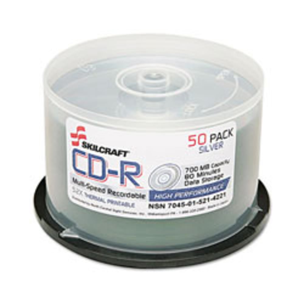 SKILCRAFT® Multispeed CD-R Recordable Media With Spindle,