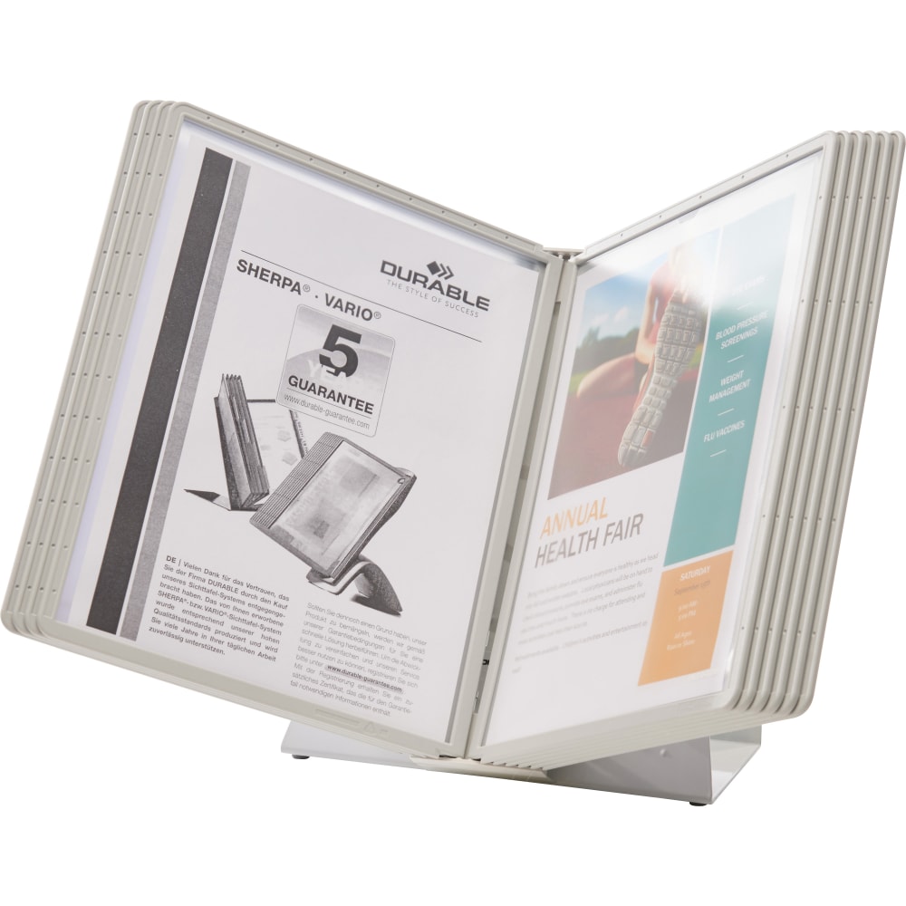 Durable Desk Reference System With 10 Display Sleeves,