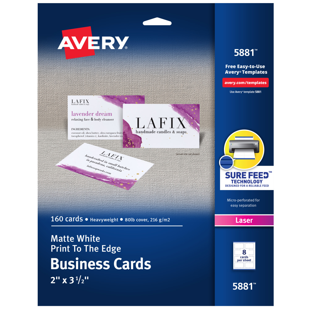 Avery® Printable Business Cards With Sure Feed® Technology,