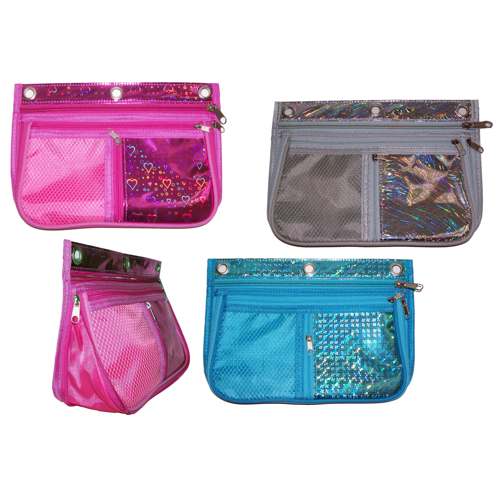 Inkology Expandable Laser Metallic Binder Pencil Pouches,