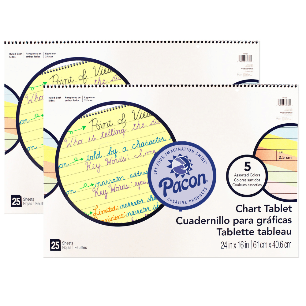 Pacon® Colored Paper Chart Tablets, Cursive Cover, 24"