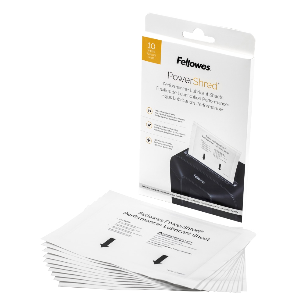 Fellowes® Powershred® Performance+ Lubricant Sheets, 6" x
