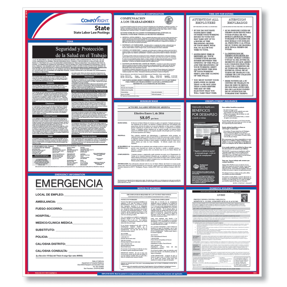 ComplyRight™ State Labor Law Poster, Virginia, Spanish, 24"