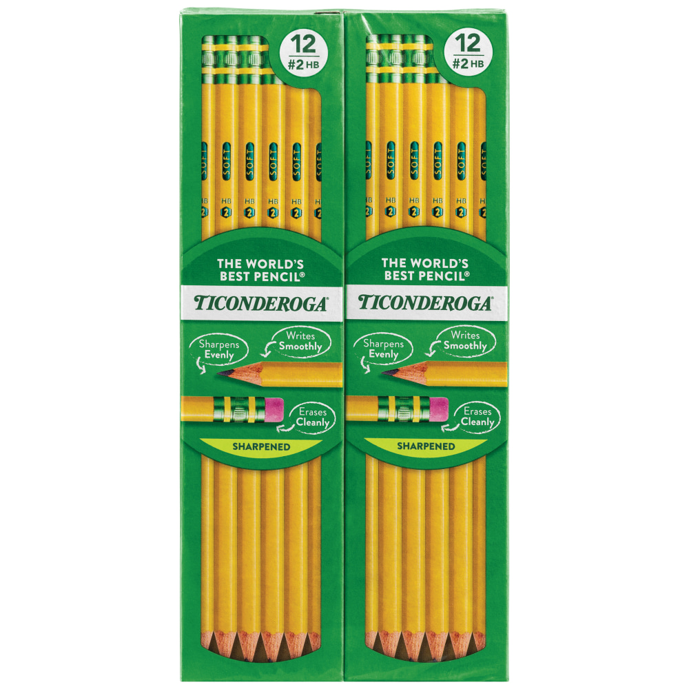 Ticonderoga® Pencils, Presharpened, #2 Lead, Soft, Pack of
