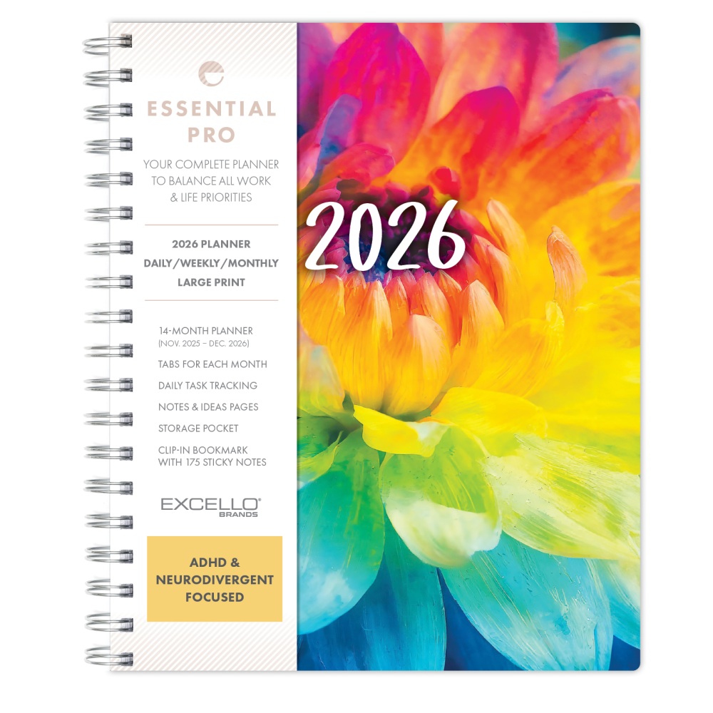 2026 Excello Brands Essential PRO Daily/Weekly/Monthly Planner,