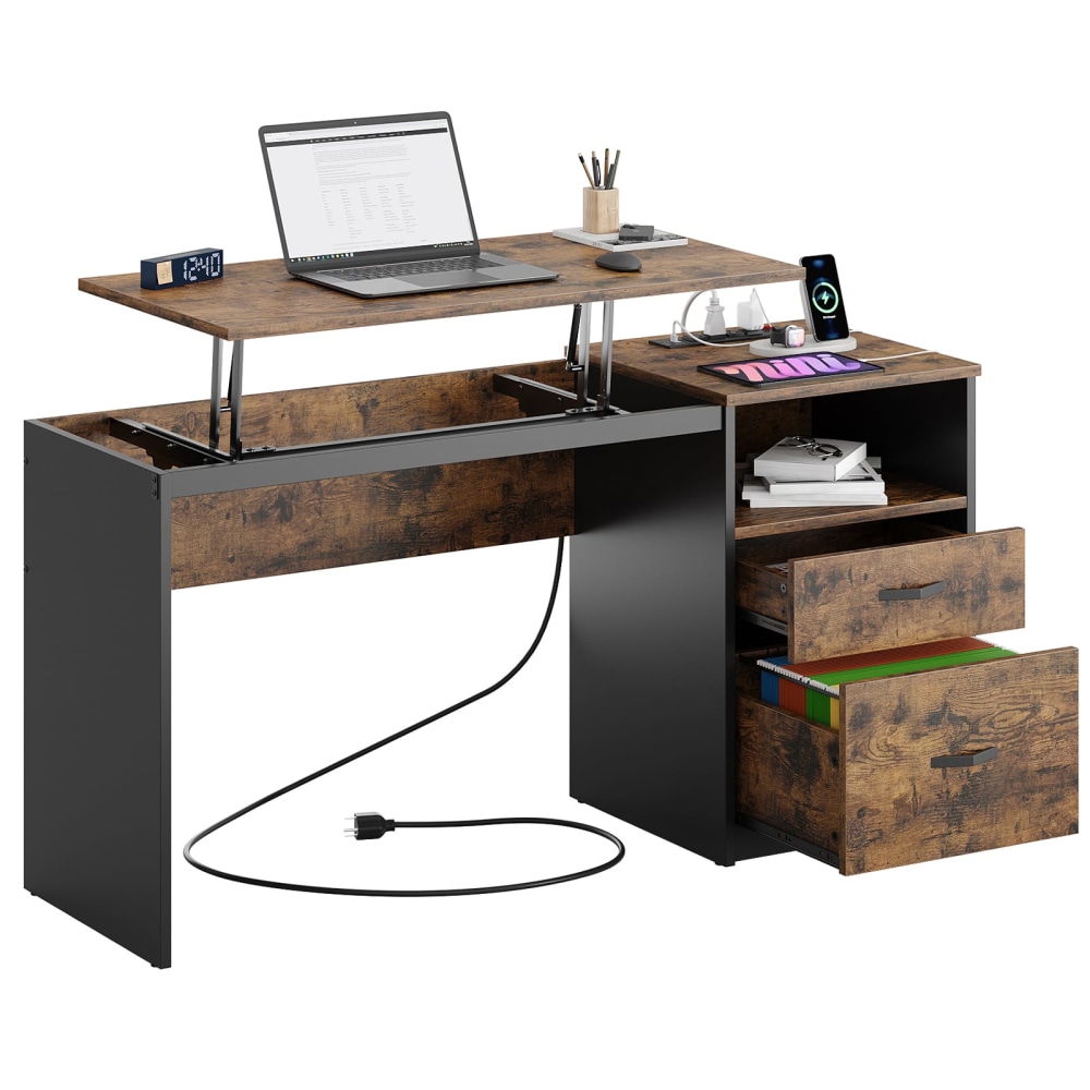 Bestier 60"W Large Lift-Top Adjustable-Height Office
