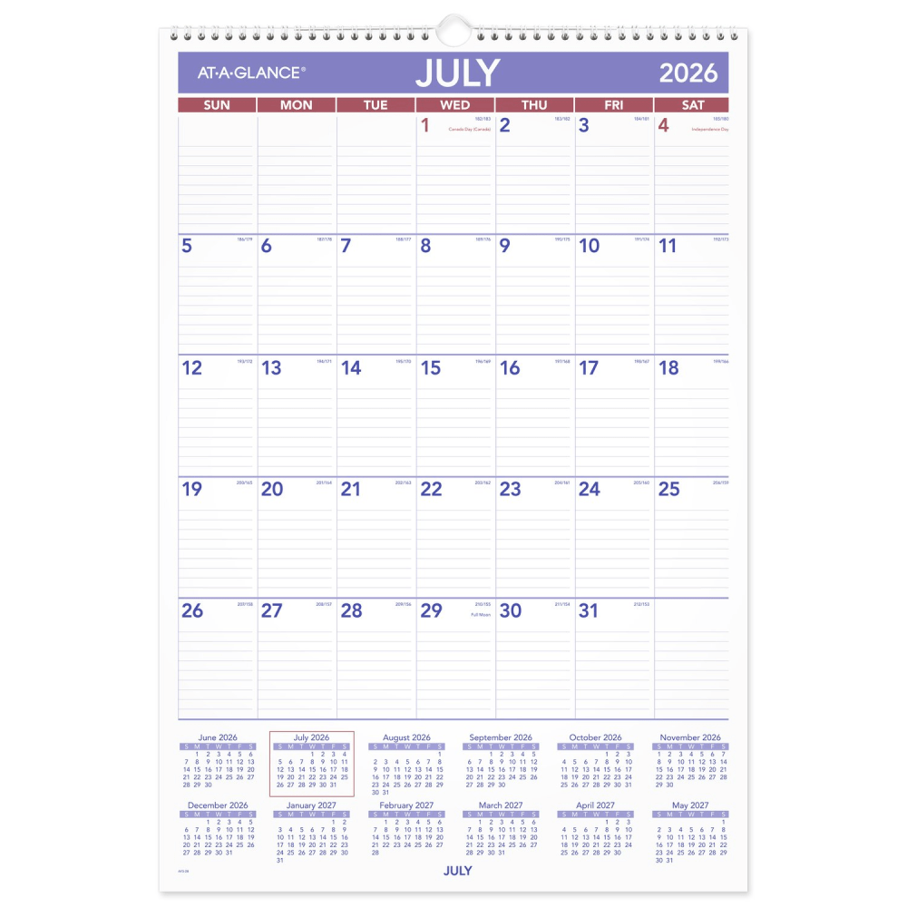 AT-A-GLANCE® Academic 2026-2027 Monthly Wall Calendar, Large, 15