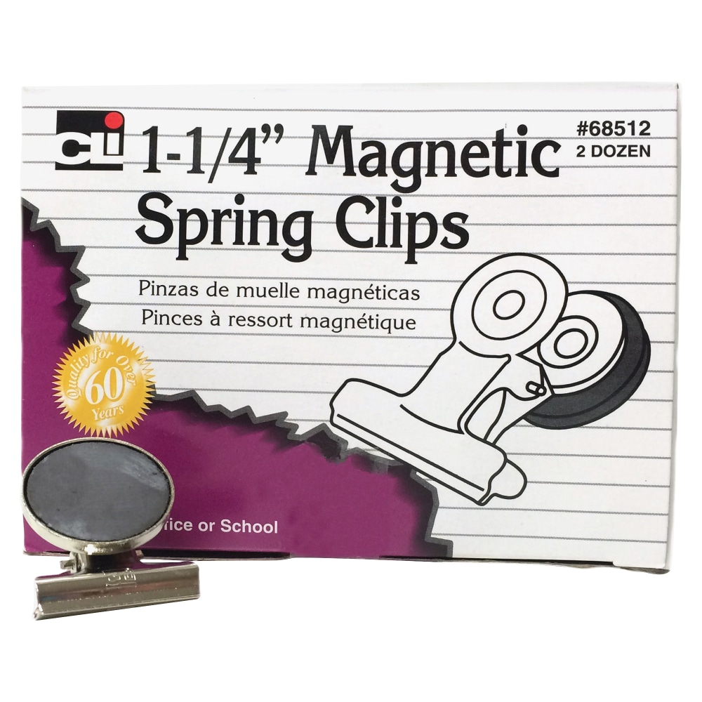 Charles Leonard Magnetic Spring Clips - 1.3" Length