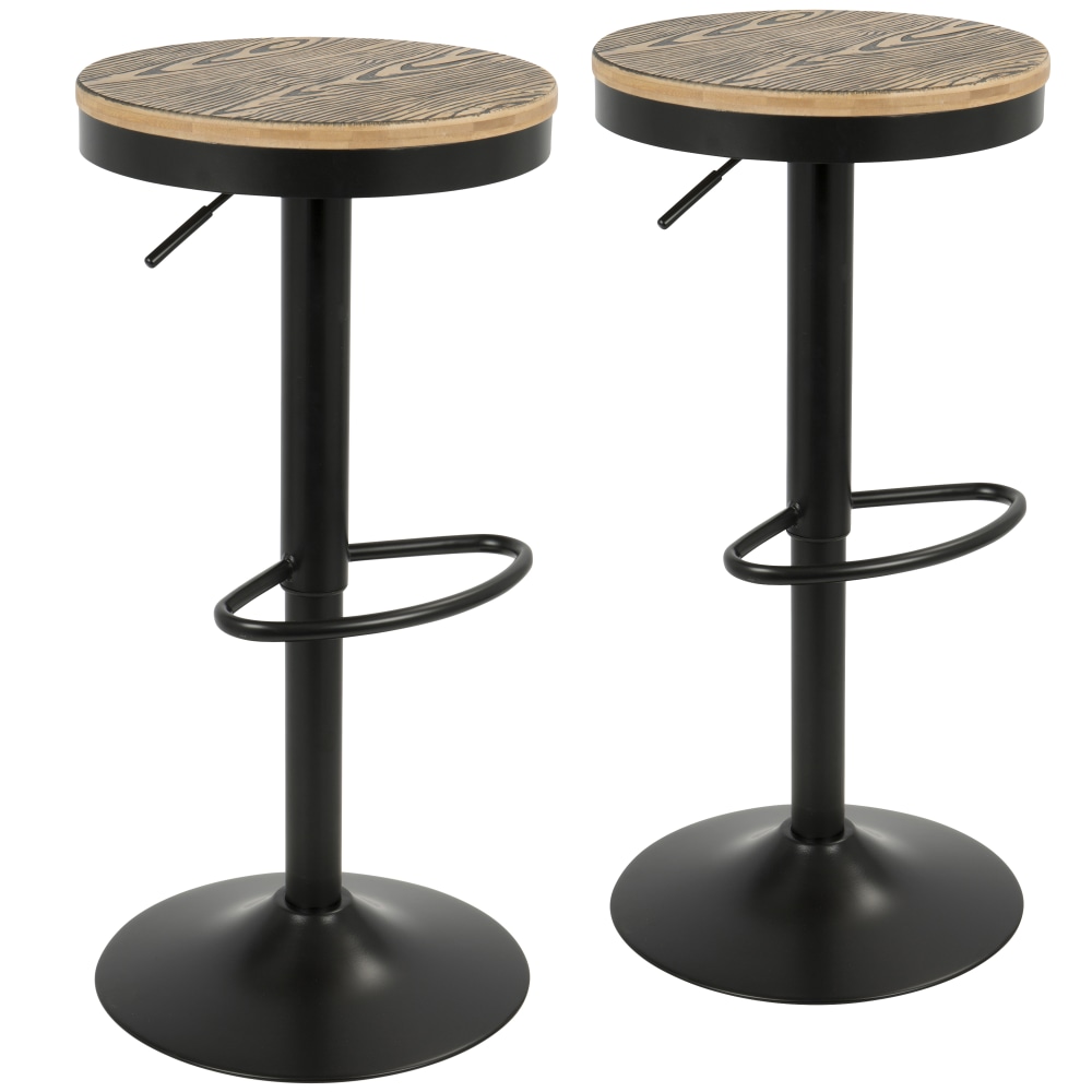 LumiSource Dakota Bar Stools, Black/Brown, Set Of 2