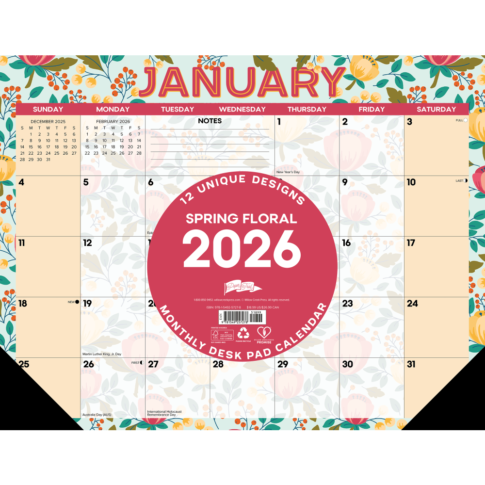 2026 Willow Creek Press Desk Pad Calendar, 22"
