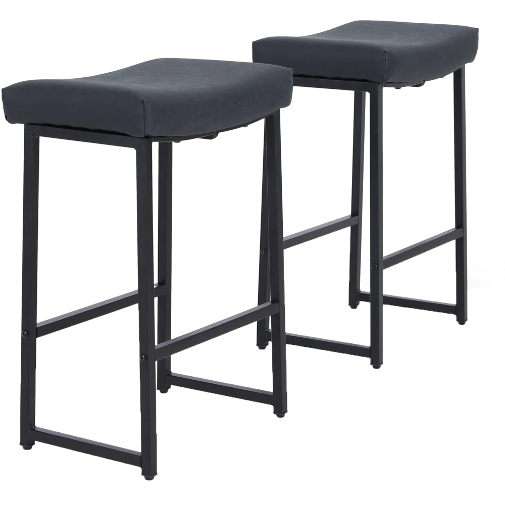 ALPHA HOME Saddle Design PU Leather Counter-Height Stools,