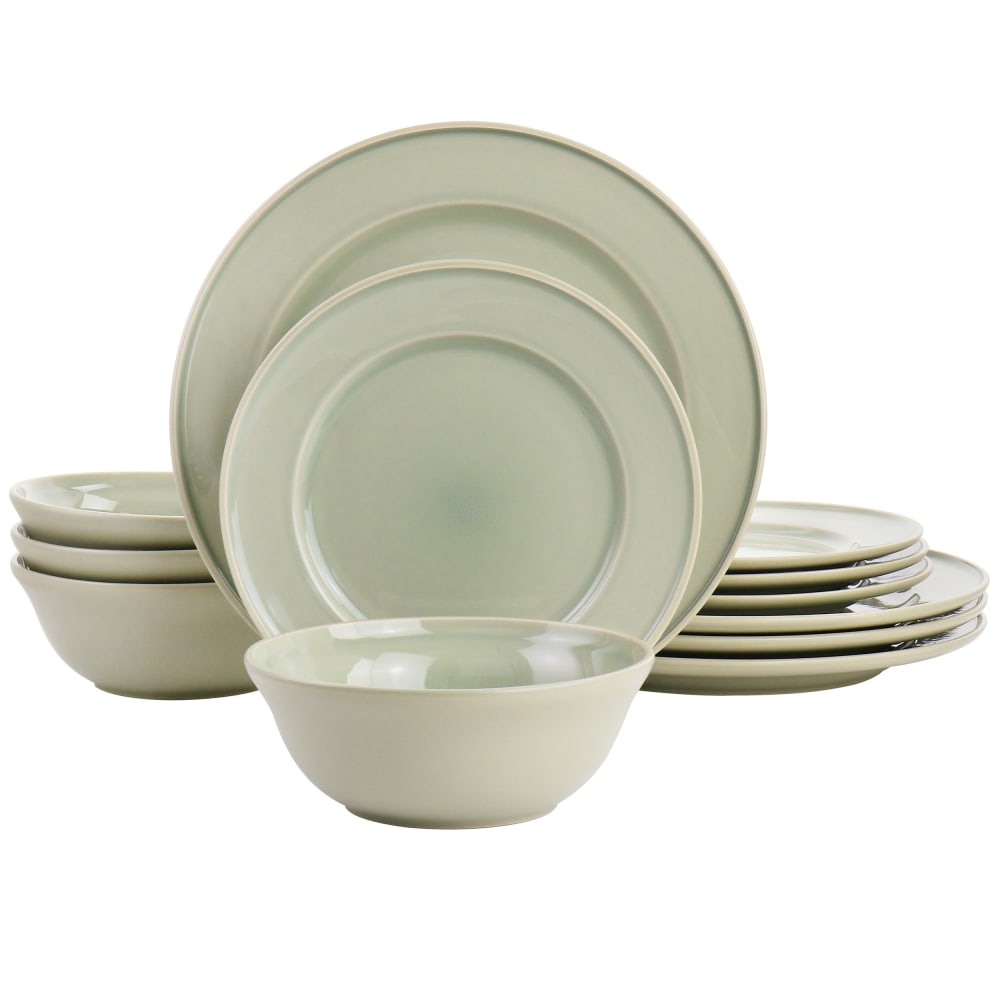 Martha Stewart 12-Piece Reactive Glaze Stoneware Dinnerware Set,