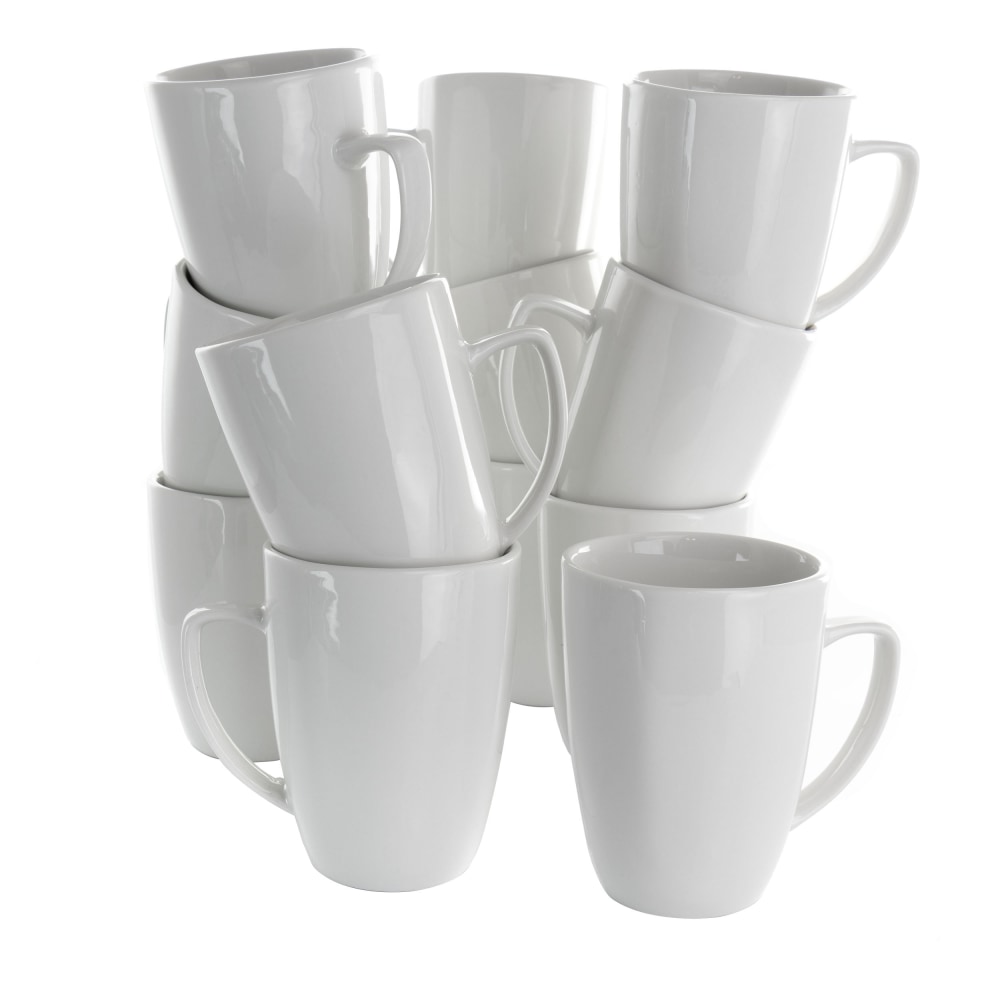 Elama Riley 12-Piece Porcelain Mug Set, 12 Oz,