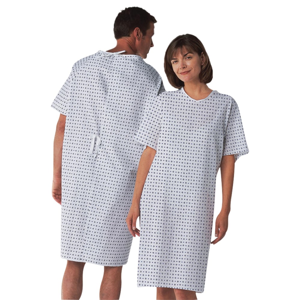 Medline Overlap Back Patient Gowns, 54", Demure, Pack