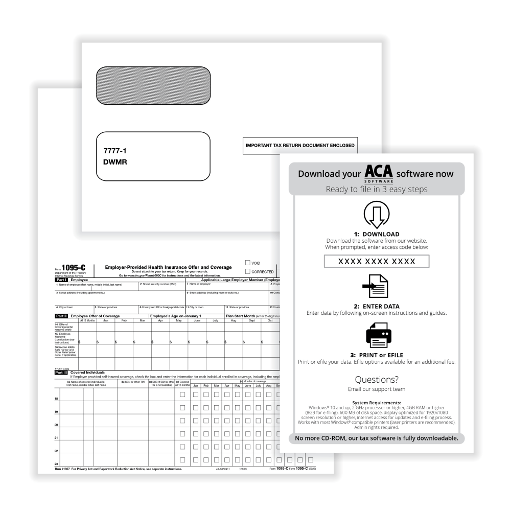 ComplyRight™ 1095-C Tax Forms Set, Employer-Provided Health