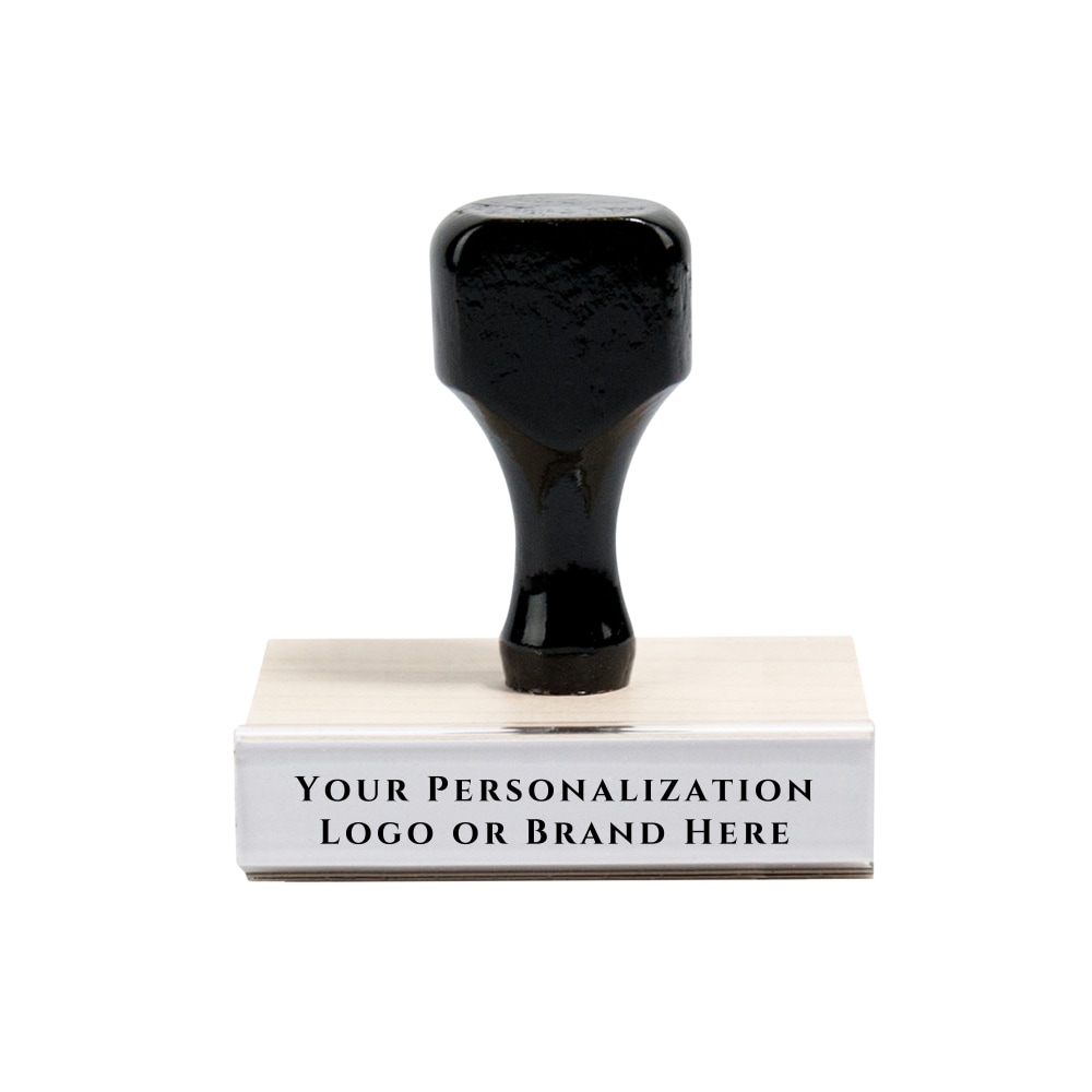 Custom Wood Handle Traditional Rubber Stamp, Rectangle, 3/4"
