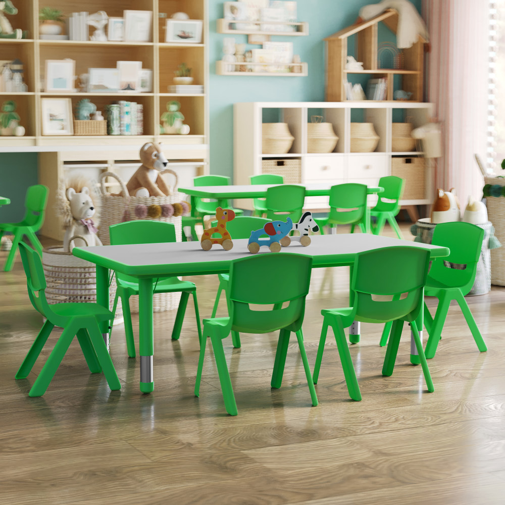 Flash Furniture Plastic Height-Adjustable Activity Table with 6