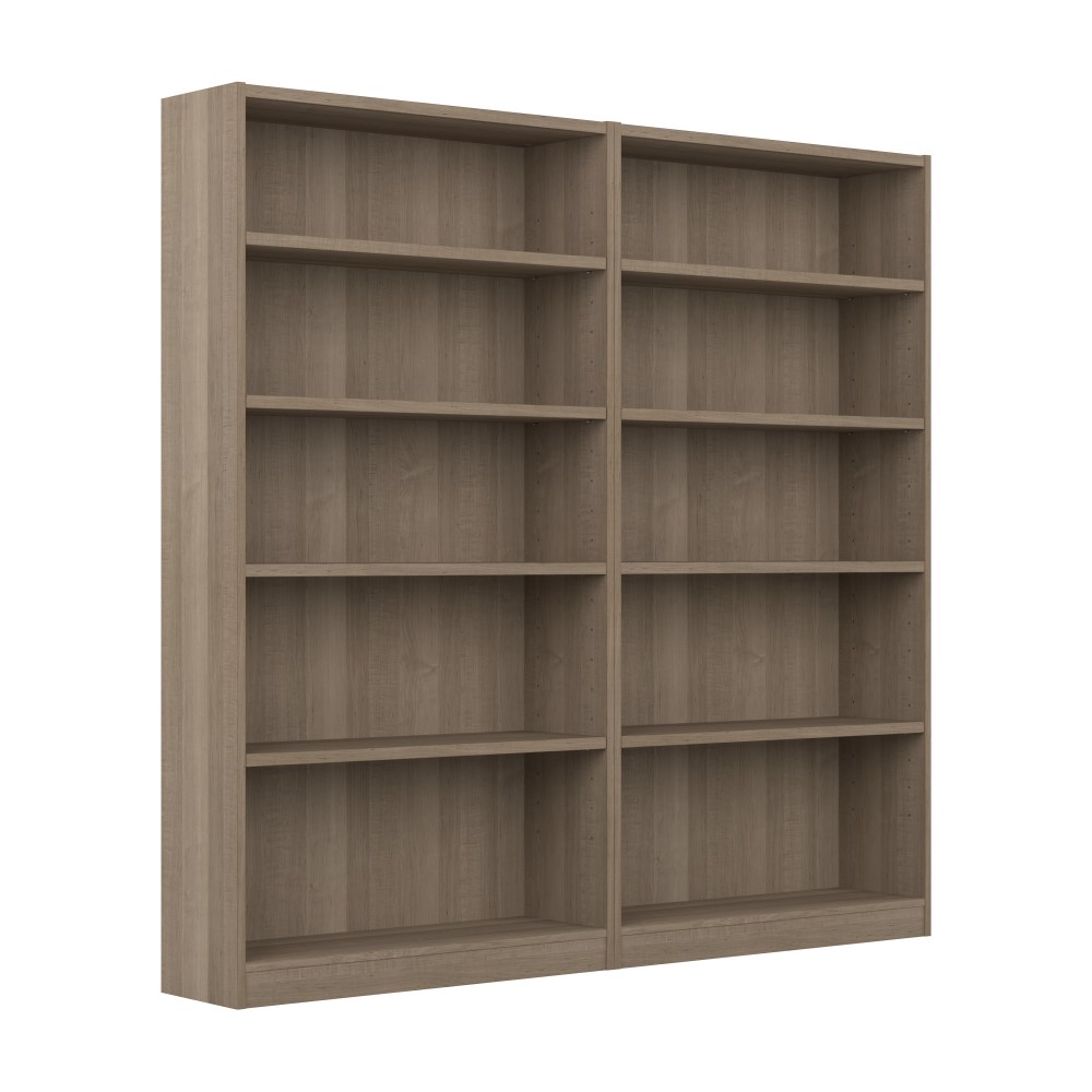 Bush® Furniture Universal 72"H 5-Shelf Bookcases, Ash Gray,