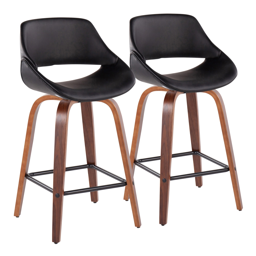 LumiSource Fabrico Counter Stools, Black/Walnut/Square Black