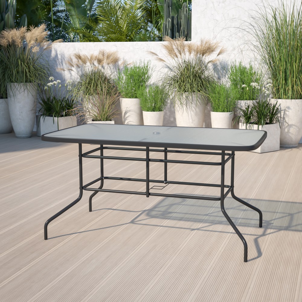 Flash Furniture Tory Tempered Glass Metal Table With