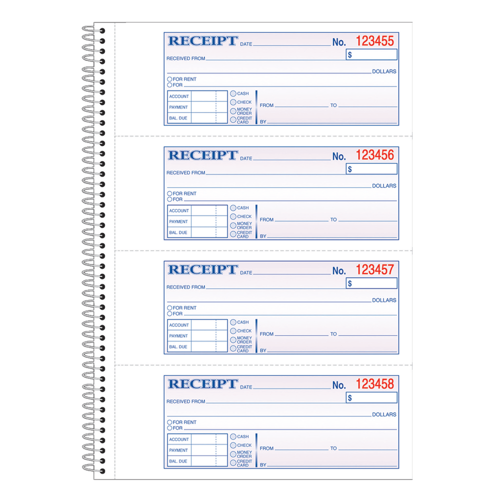 Adams® Carbonless 2-Part Spiral Money/Rent Receipt Book, 7