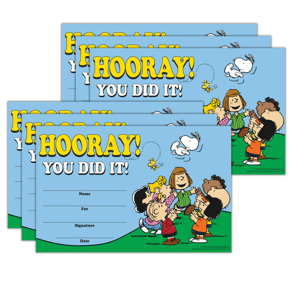 Eureka Recognition Awards, Peanuts, 8-1/2” x 5-1/2”, 36