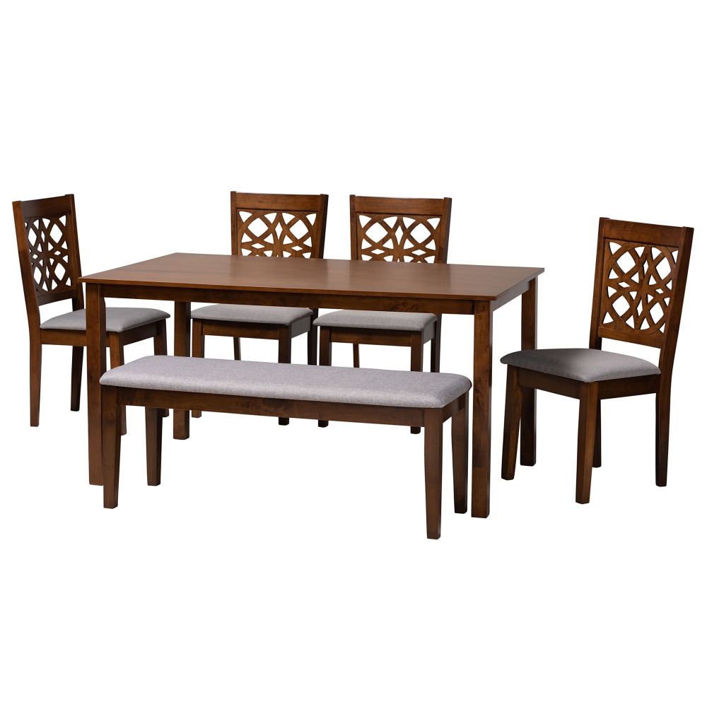 Baxton Studio Abigail Modern Fabric/Finished Wood 6-Piece Dining