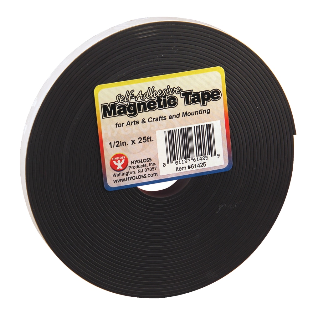Hygloss Magnetic Tape, 0.5" x 8.33 Yd., Black,