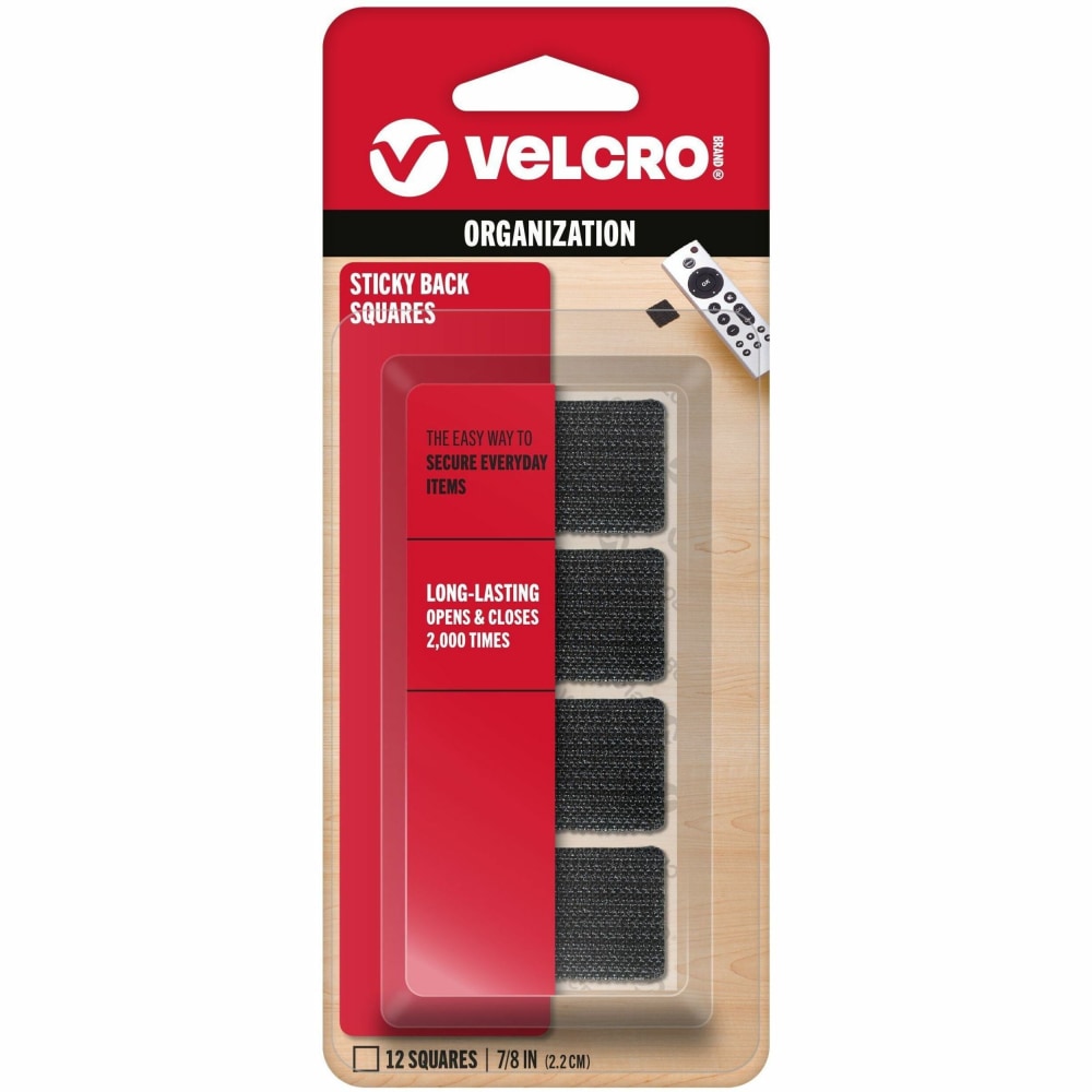 VELCRO® Brand Sticky Back Squares, 0.88"W x 0.88"L,
