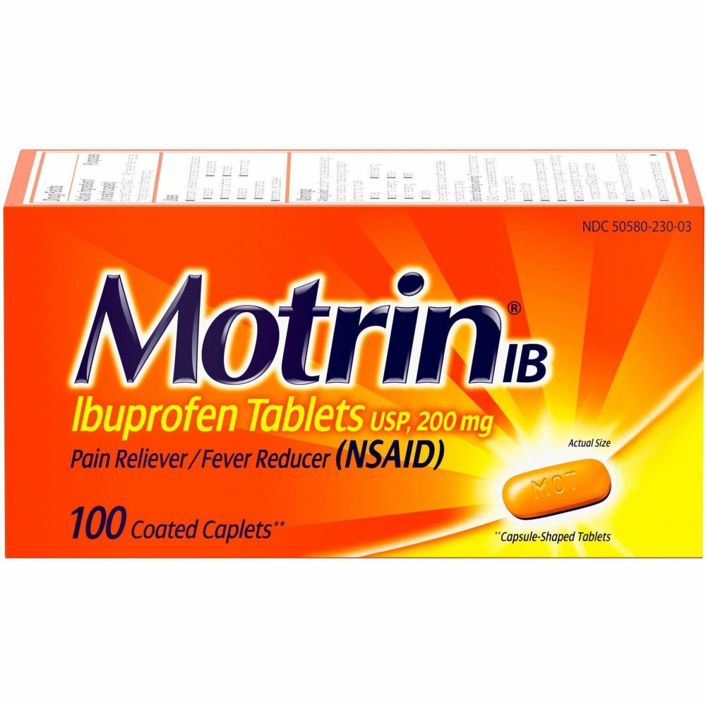 Johnson & Johnson Motrin Ibuprofen Caplets For Fever,