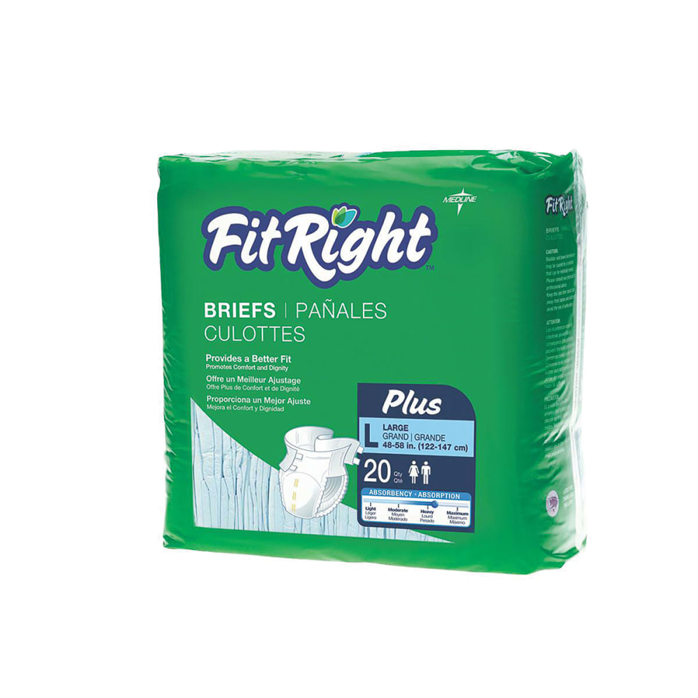 FitRight Plus Disposable Briefs, Large, 48 - 58",