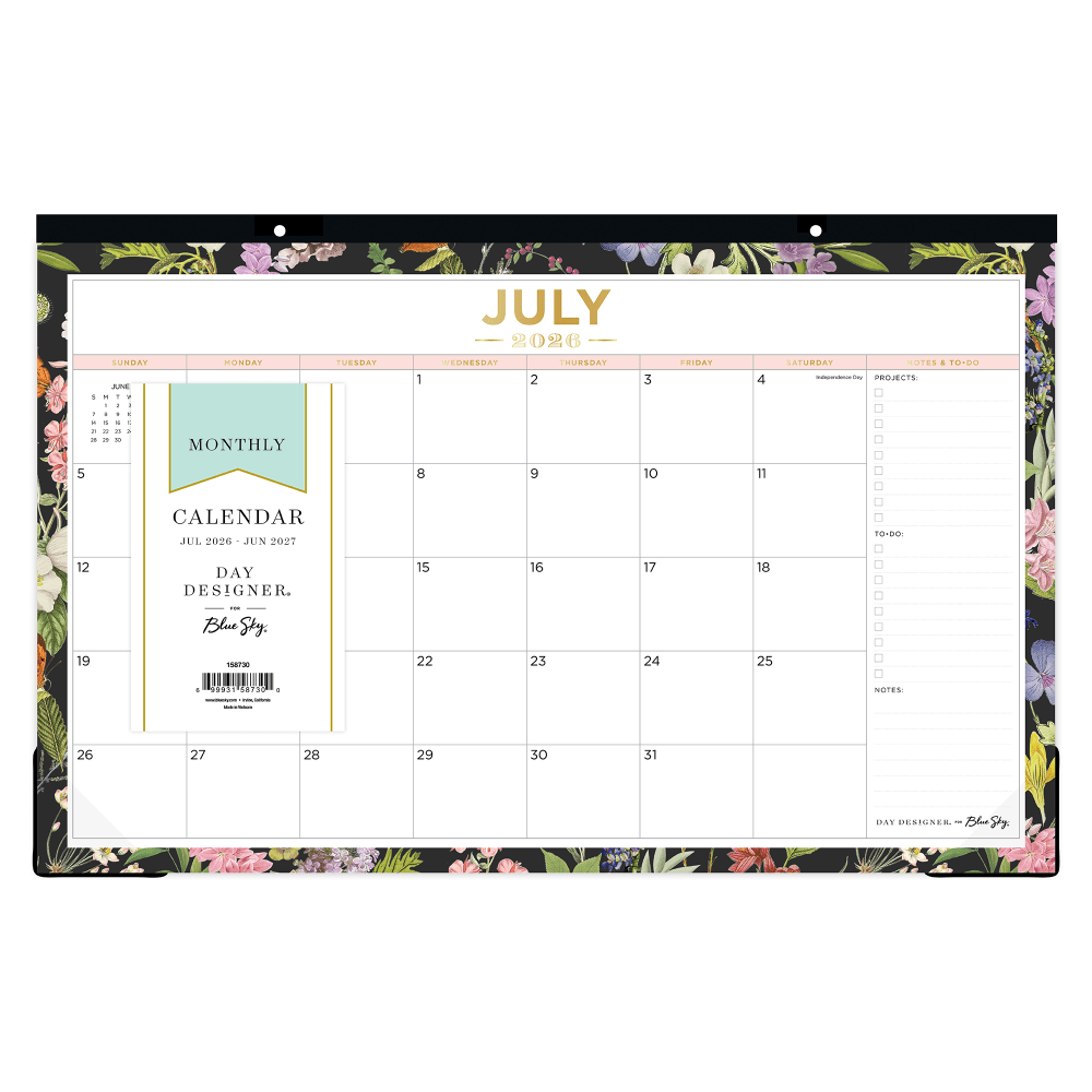 DESK PAD PLANNING CALENDAR DD BUTTERFLY GARDEN BLACK