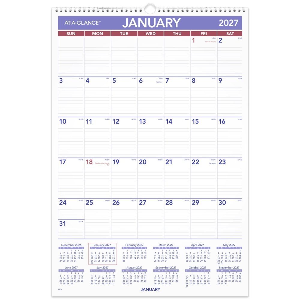 AT-A-GLANCE® 2027 Monthly Wall Calendar, Large, 15 1/2"